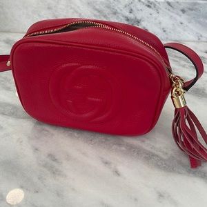 Red GUCCI camera Piano bag